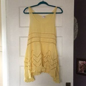 Free people yellow slip dress size small